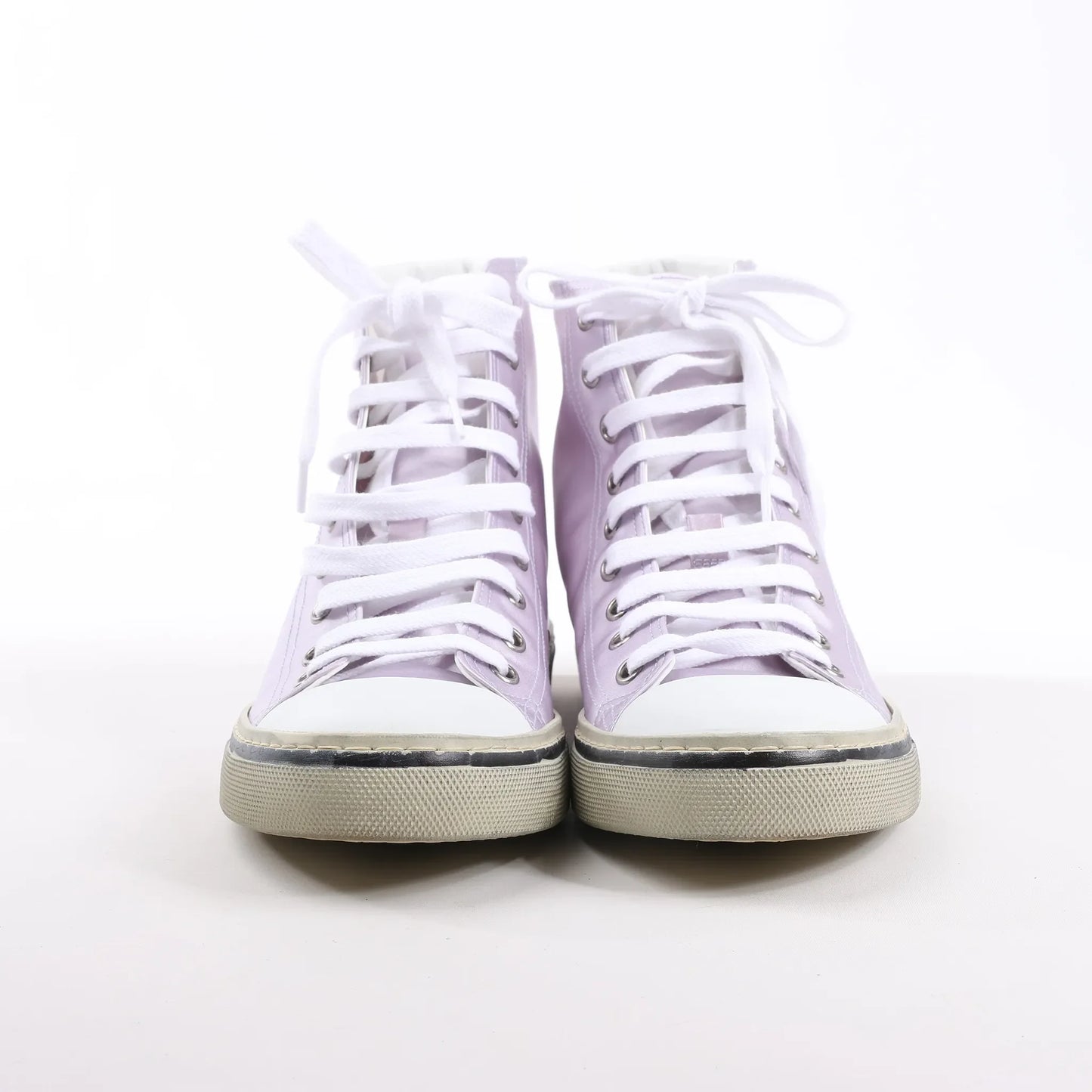 Saint Laurent Paris Malibu Satin High-top Sneakers in Metallic Purple 718403, Size 38 EU