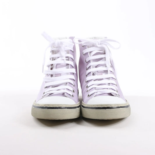 Saint Laurent Paris Malibu Satin High-top Sneakers in Metallic Purple 718403, Size 38 EU