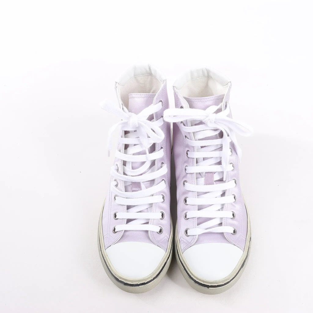 Saint Laurent Paris Malibu Satin High-top Sneakers in Metallic Purple 718403, Size 38 EU