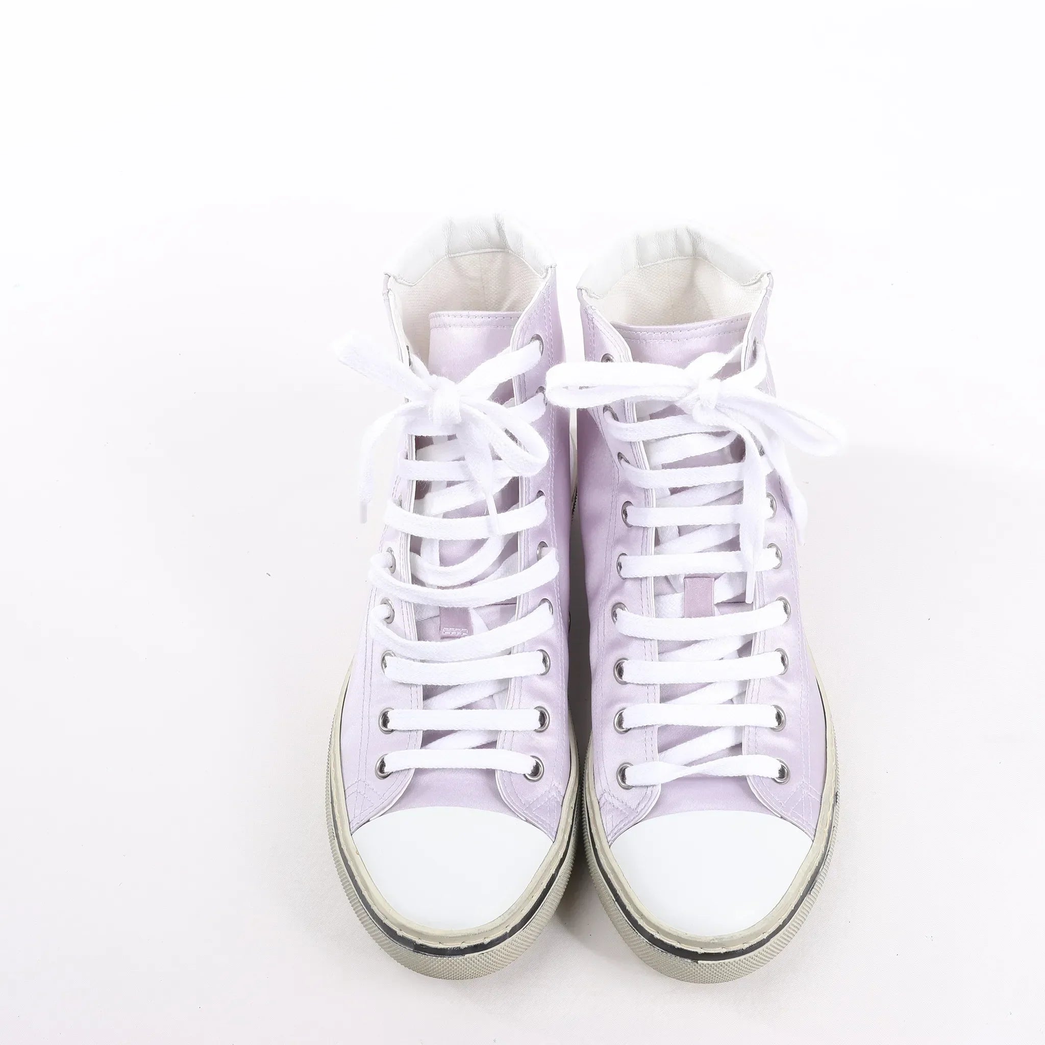 Saint Laurent Paris Malibu Satin High-top Sneakers in Metallic Purple 718403, Size 38 EU