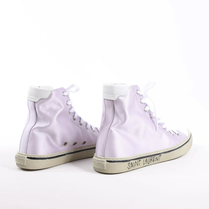 Saint Laurent Paris Malibu Satin High-top Sneakers in Metallic Purple 718403, Size 38 EU