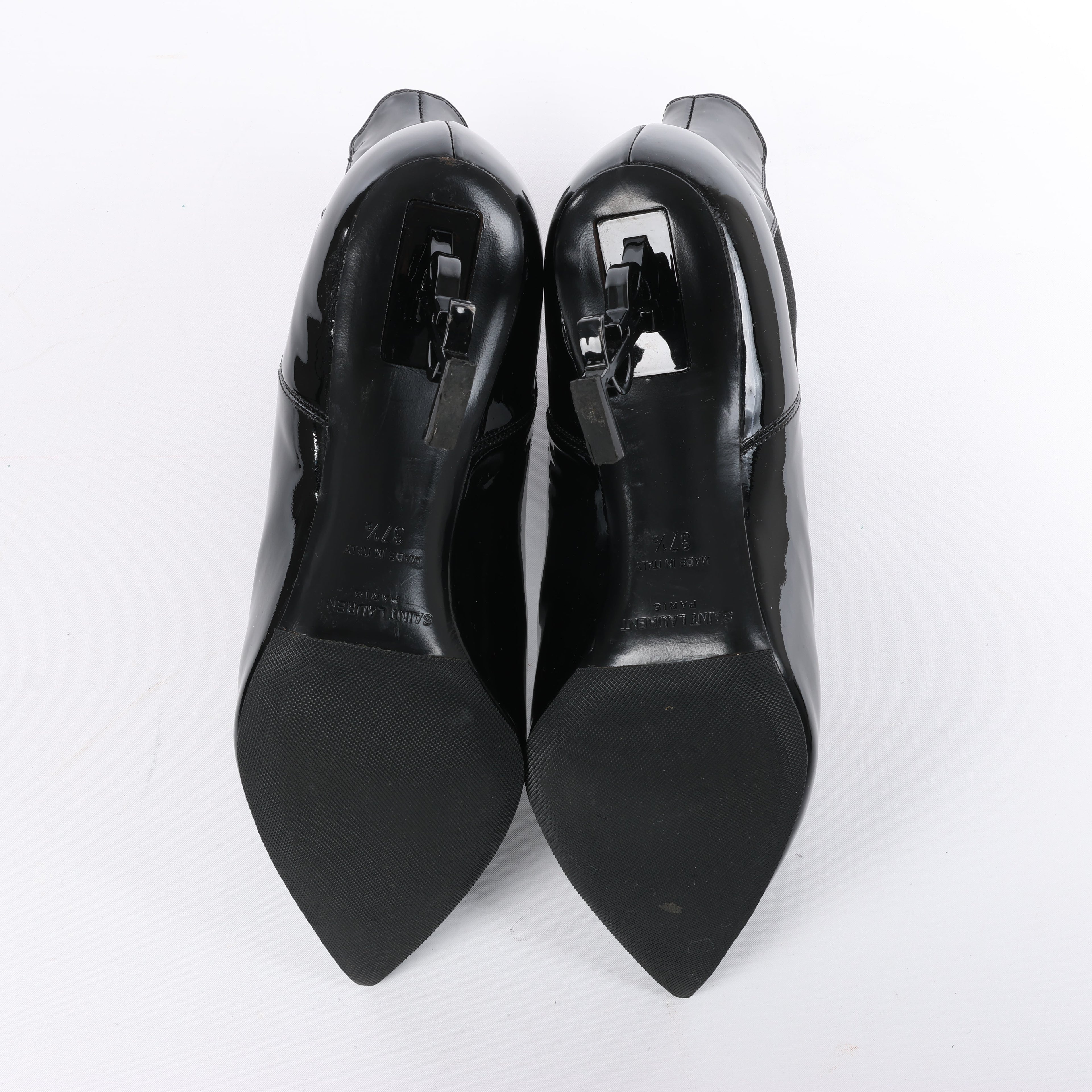 Saint Laurent Paris Opium Patent leather Ankle Boots in Black AU484171 , Size 37.5 EU