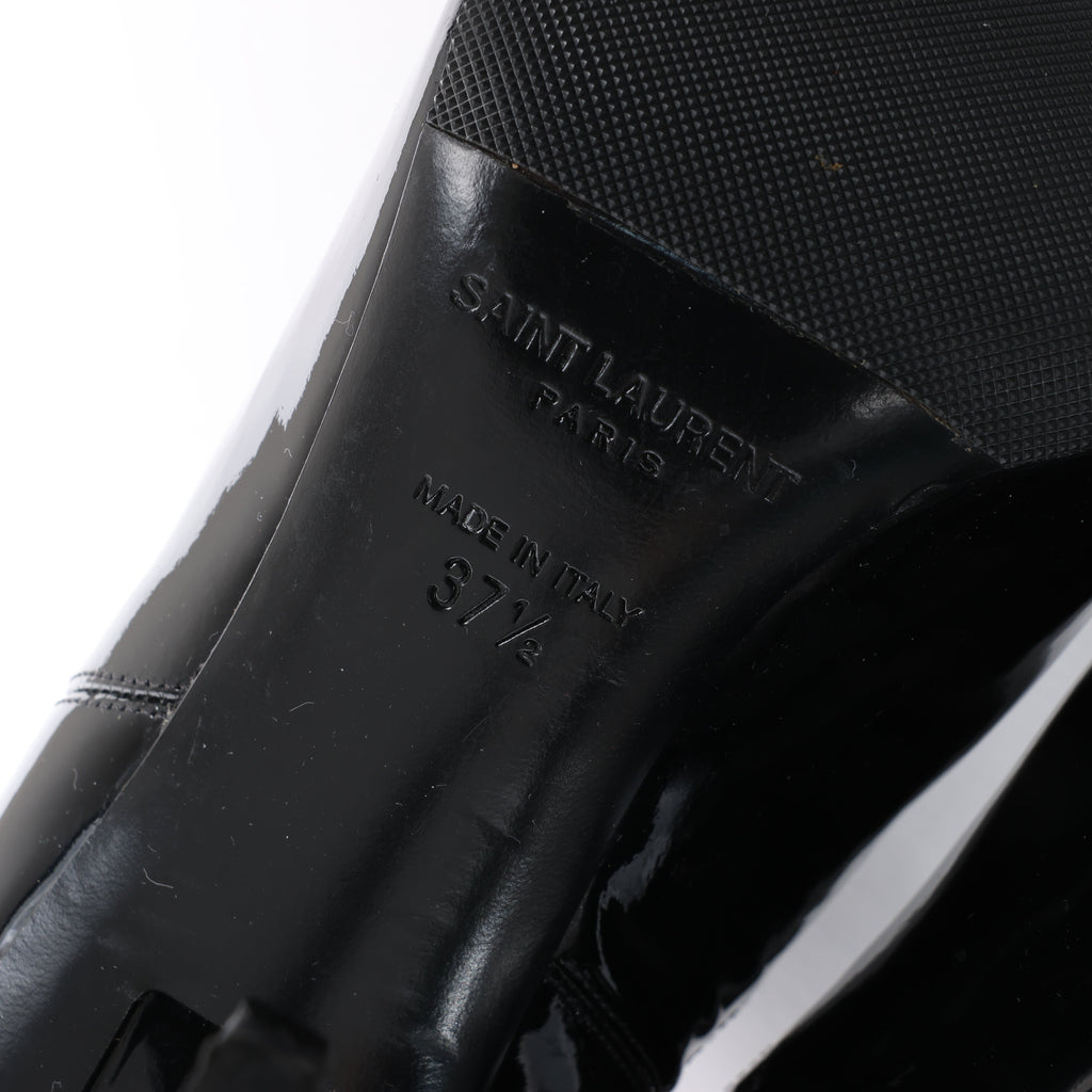 Saint Laurent Paris Opium Patent leather Ankle Boots in Black AU484171 , Size 37.5 EU