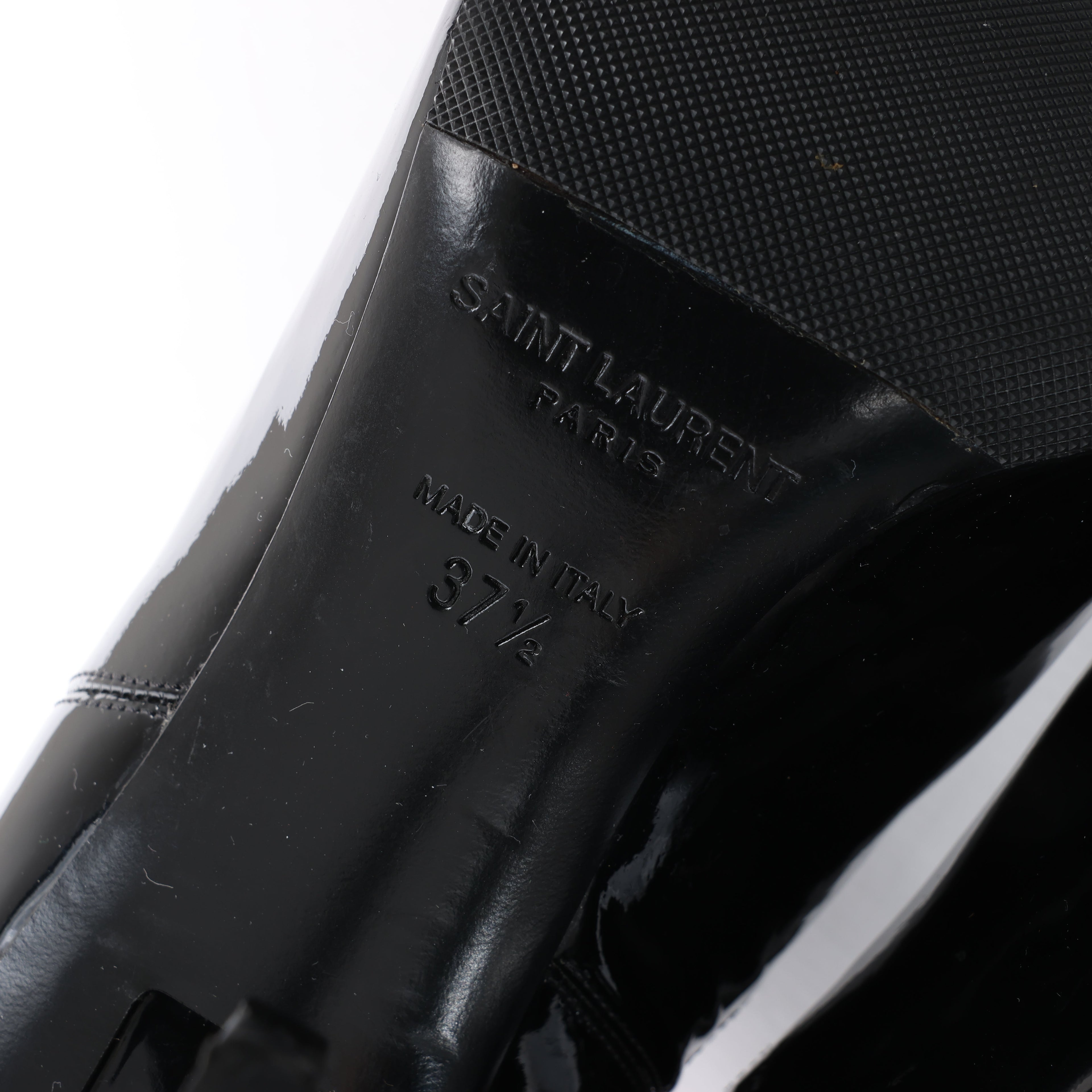 Saint Laurent Paris Opium Patent leather Ankle Boots in Black AU484171 , Size 37.5 EU