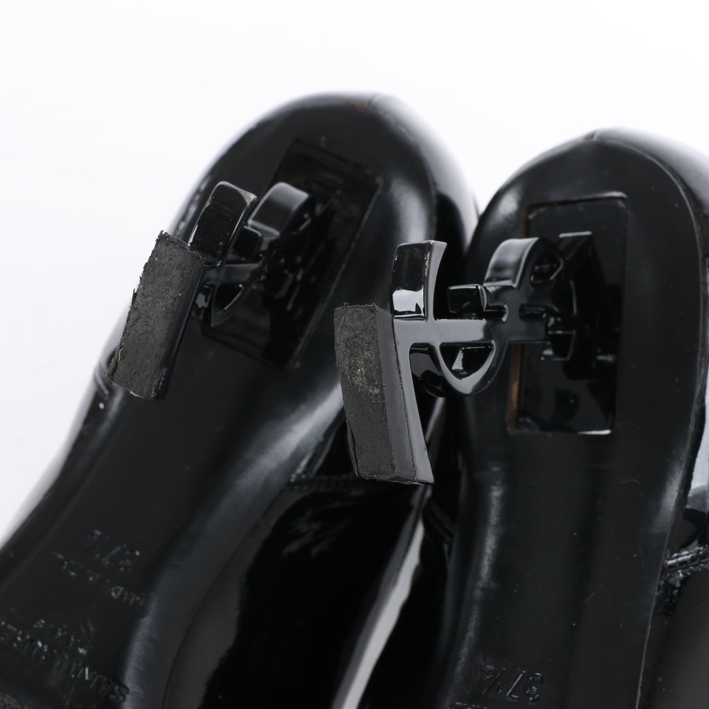 Saint Laurent Paris Opium Patent leather Ankle Boots in Black AU484171 , Size 37.5 EU