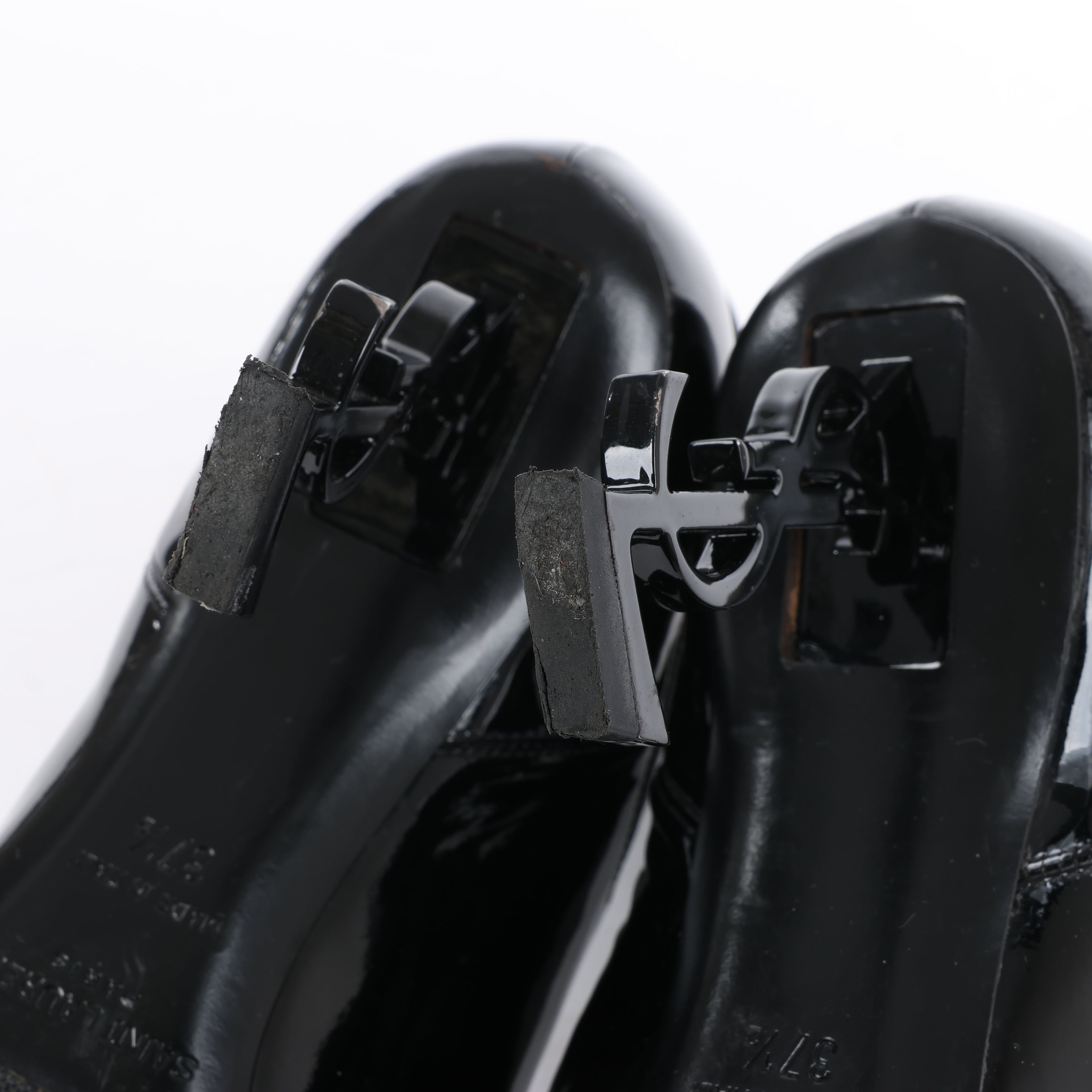 Saint Laurent Paris Opium Patent leather Ankle Boots in Black AU484171 , Size 37.5 EU