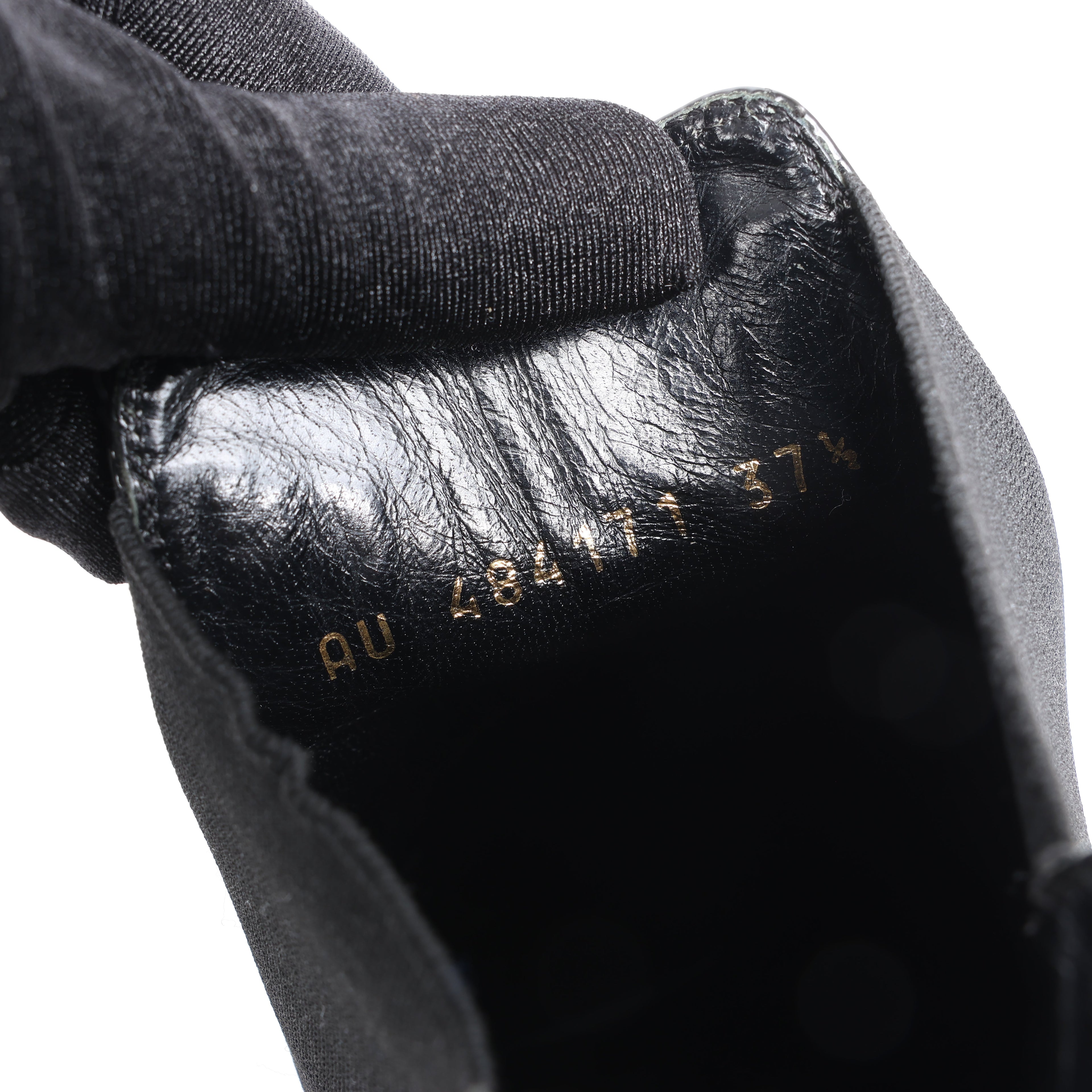 Saint Laurent Paris Opium Patent leather Ankle Boots in Black AU484171 , Size 37.5 EU