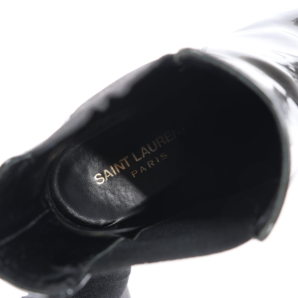 Saint Laurent Paris Opium Patent leather Ankle Boots in Black AU484171 , Size 37.5 EU