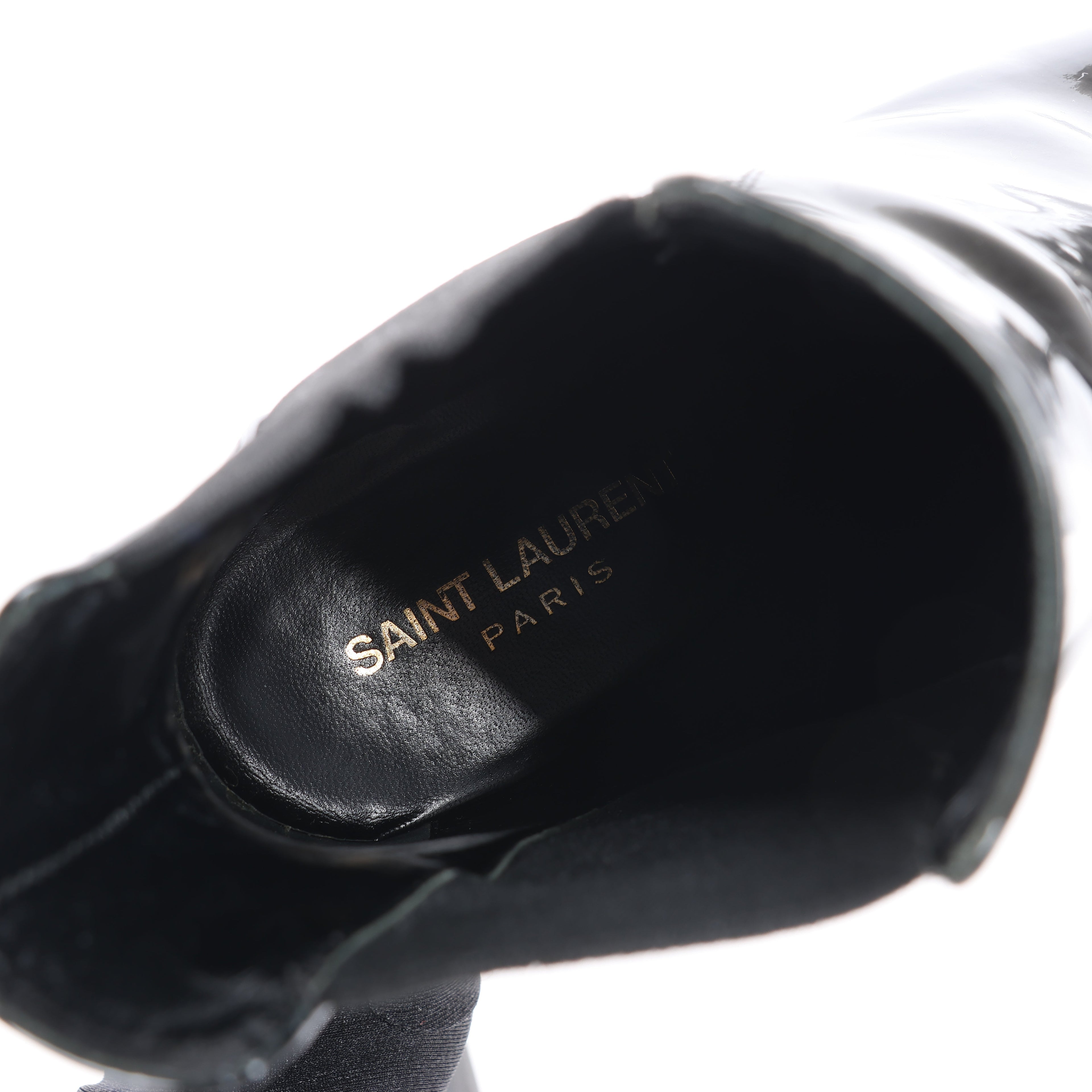 Saint Laurent Paris Opium Patent leather Ankle Boots in Black AU484171 , Size 37.5 EU