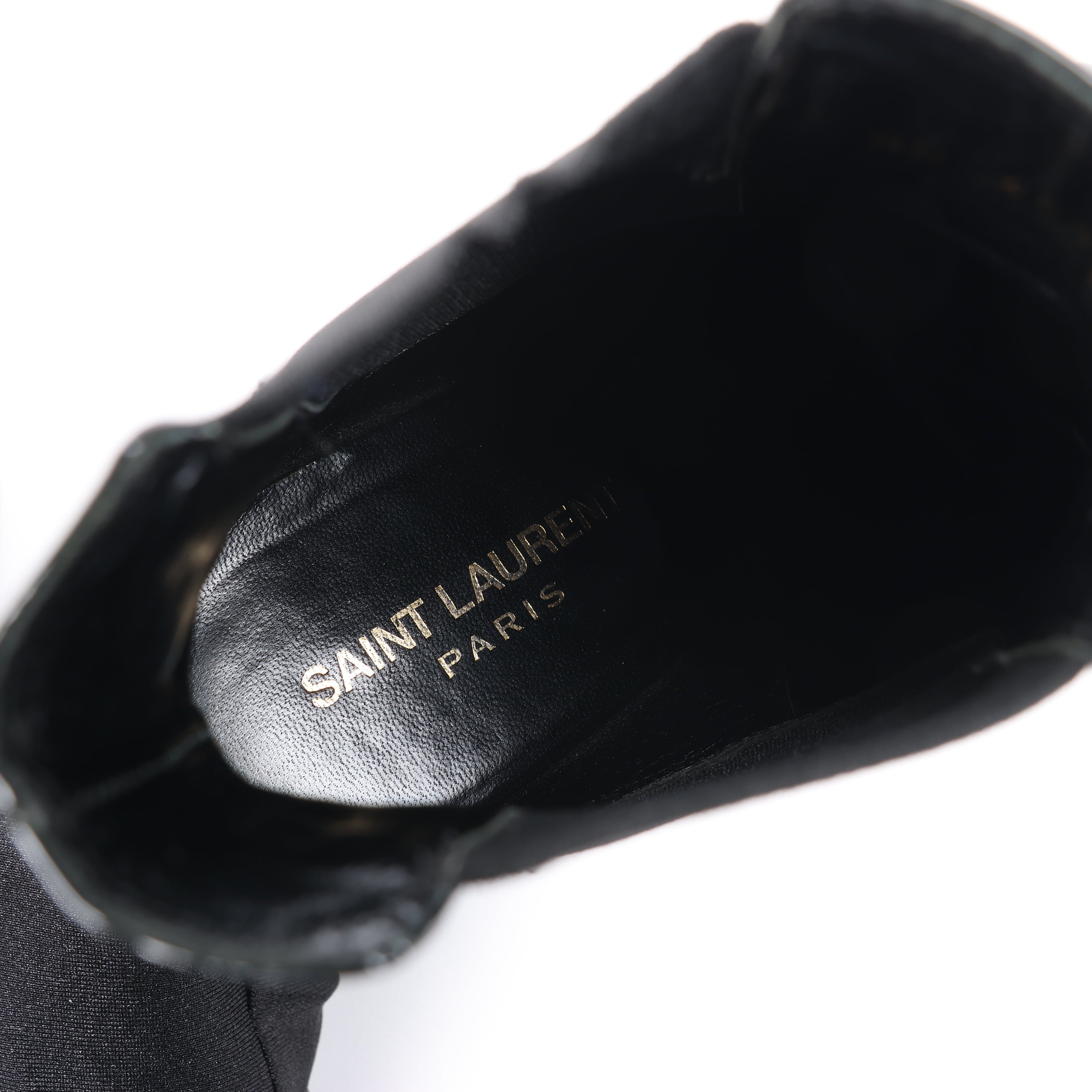 Saint Laurent Paris Opium Patent leather Ankle Boots in Black AU484171 , Size 37.5 EU