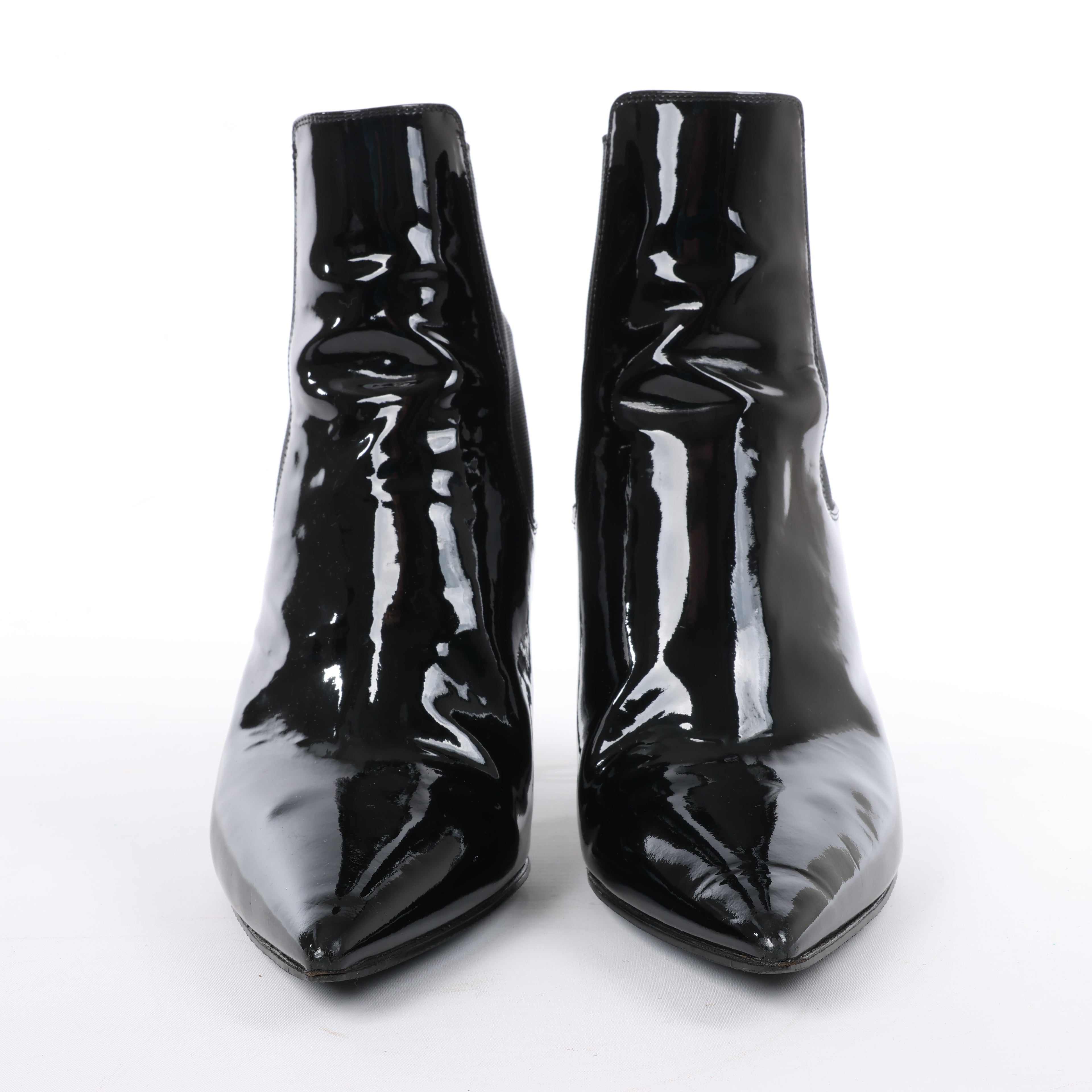 Saint Laurent Paris Opium Patent leather Ankle Boots in Black AU484171 , Size 37.5 EU