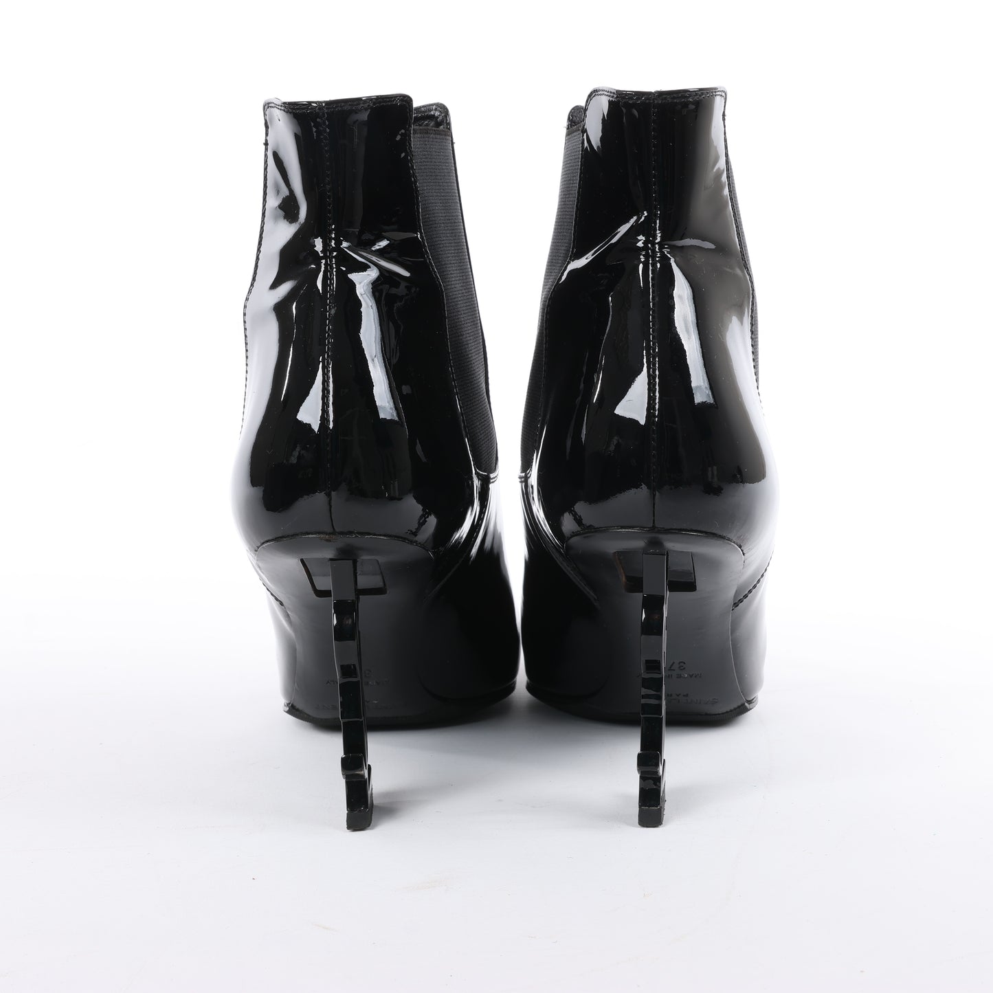 Bottines Saint Laurent Paris Opium en cuir verni noir AU484171, pointure 37,5 EU