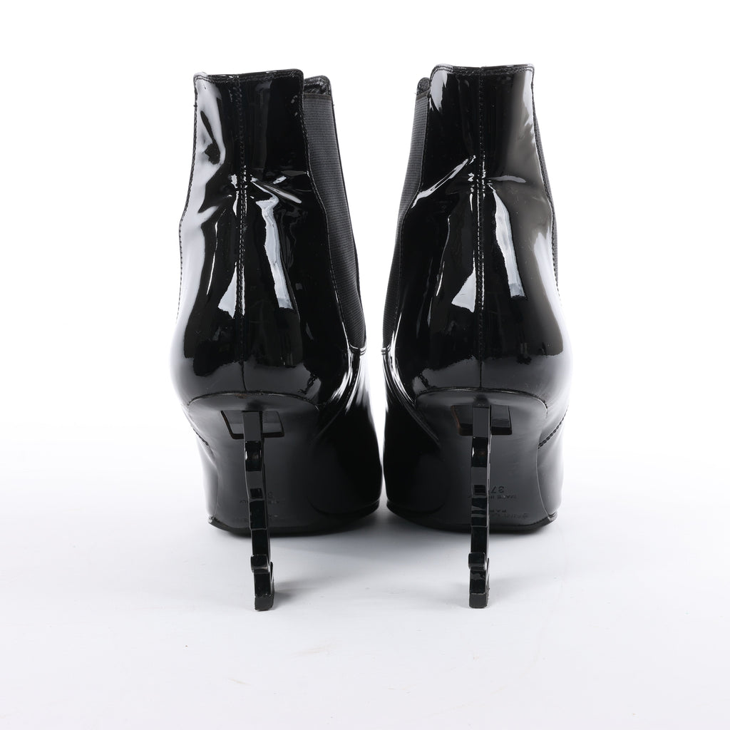 Saint Laurent Paris Opium Patent leather Ankle Boots in Black AU484171 , Size 37.5 EU