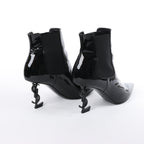 Saint Laurent Paris Opium Patent leather Ankle Boots in Black AU484171 , Size 37.5 EU