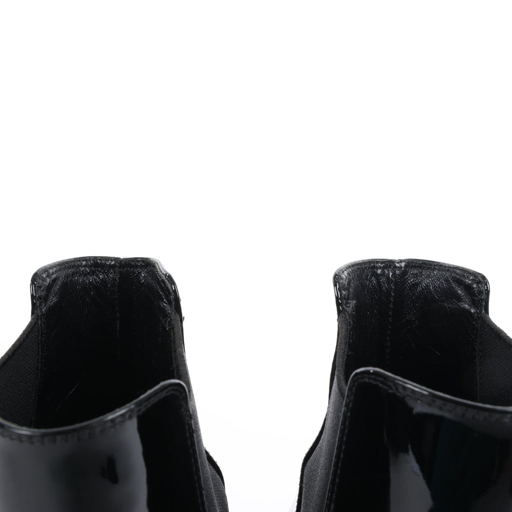 Saint Laurent Paris Opium Patent leather Ankle Boots in Black AU484171 , Size 37.5 EU