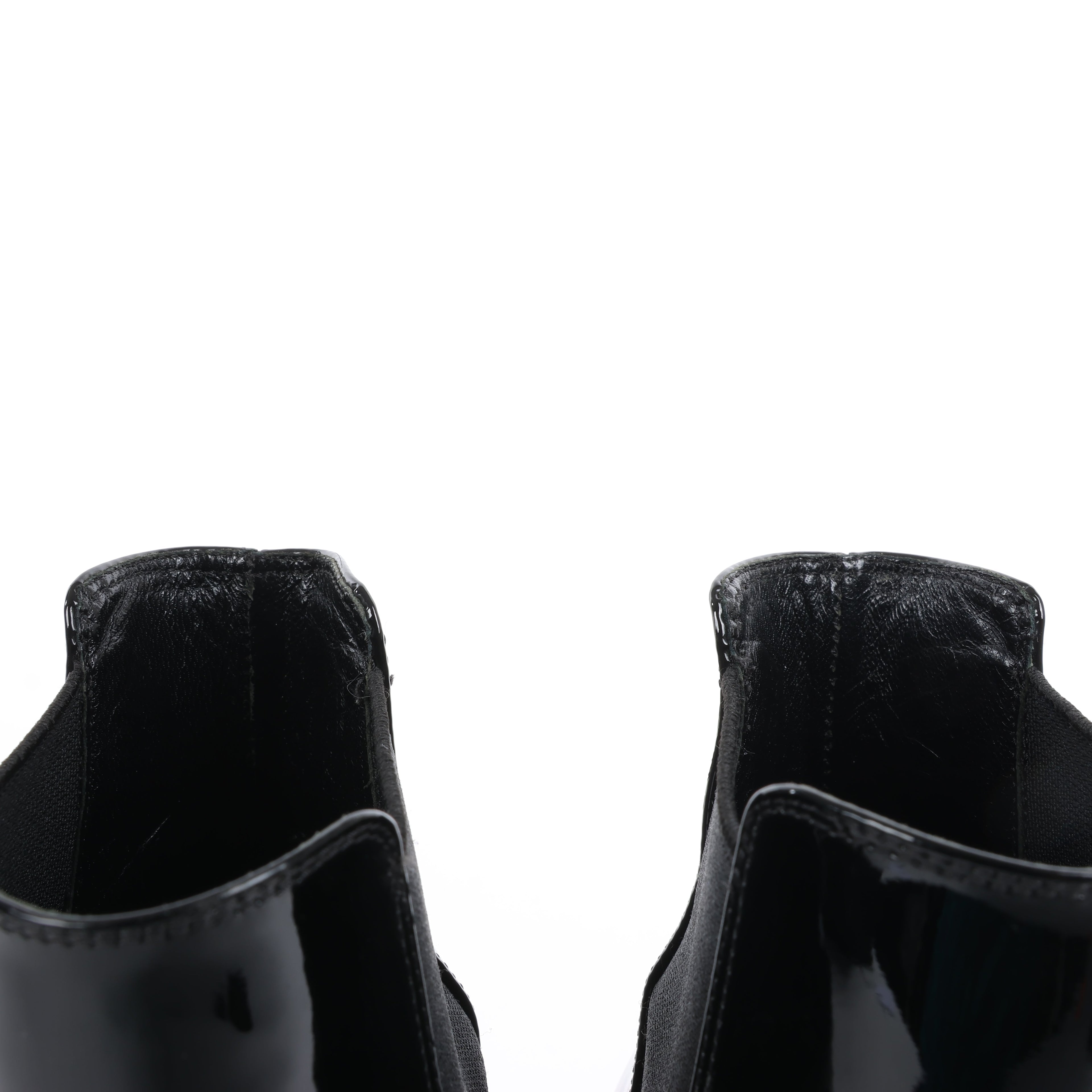 Saint Laurent Paris Opium Patent leather Ankle Boots in Black AU484171 , Size 37.5 EU
