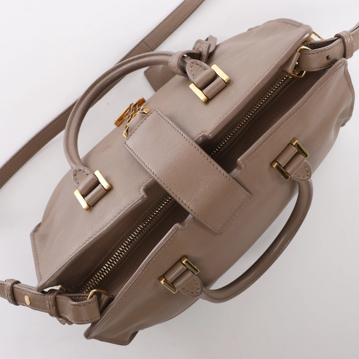 Saint Laurent Paris Baby Cabas Leather 2Way Handbag Beige 424868