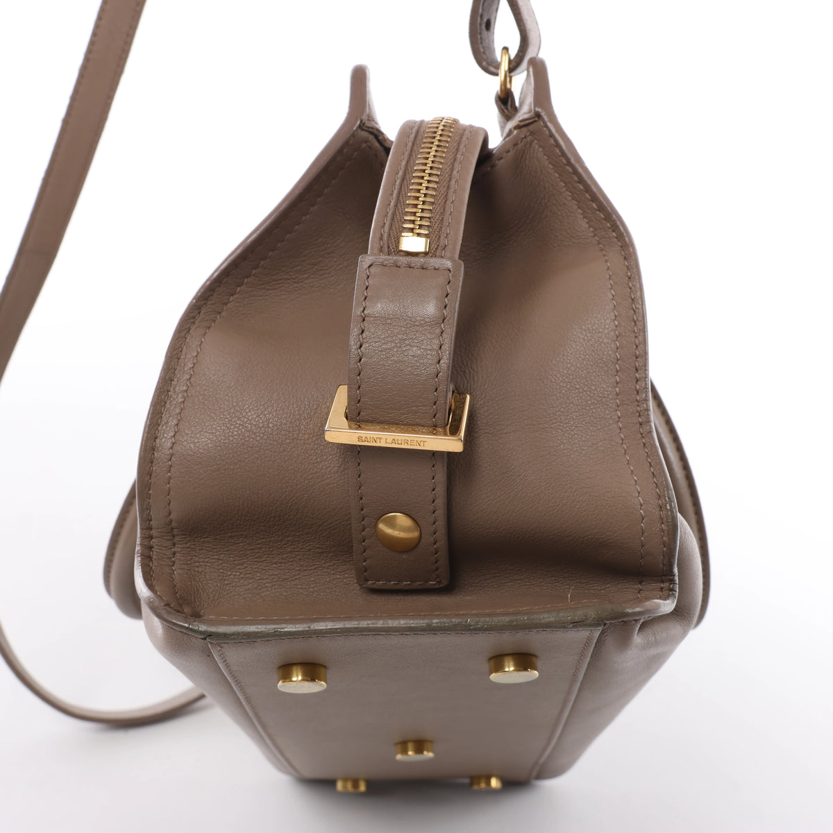Saint Laurent Paris Baby Cabas Leather 2Way Handbag Beige 424868