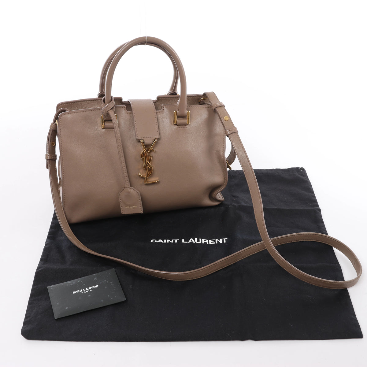 Saint Laurent Paris Baby Cabas Leather 2Way Handbag Beige 424868
