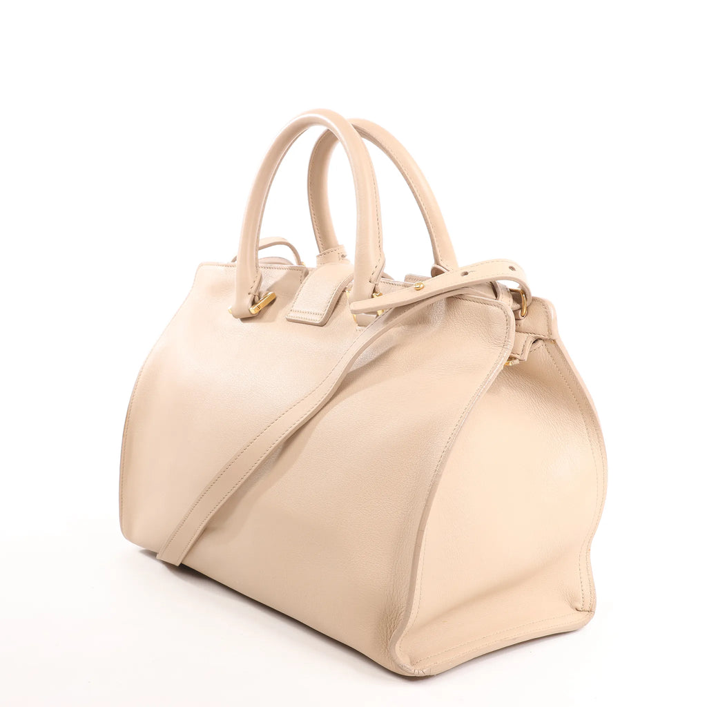 Saint Laurent Paris Baby Cabas Leather 2Way Handbag in Beige 394461