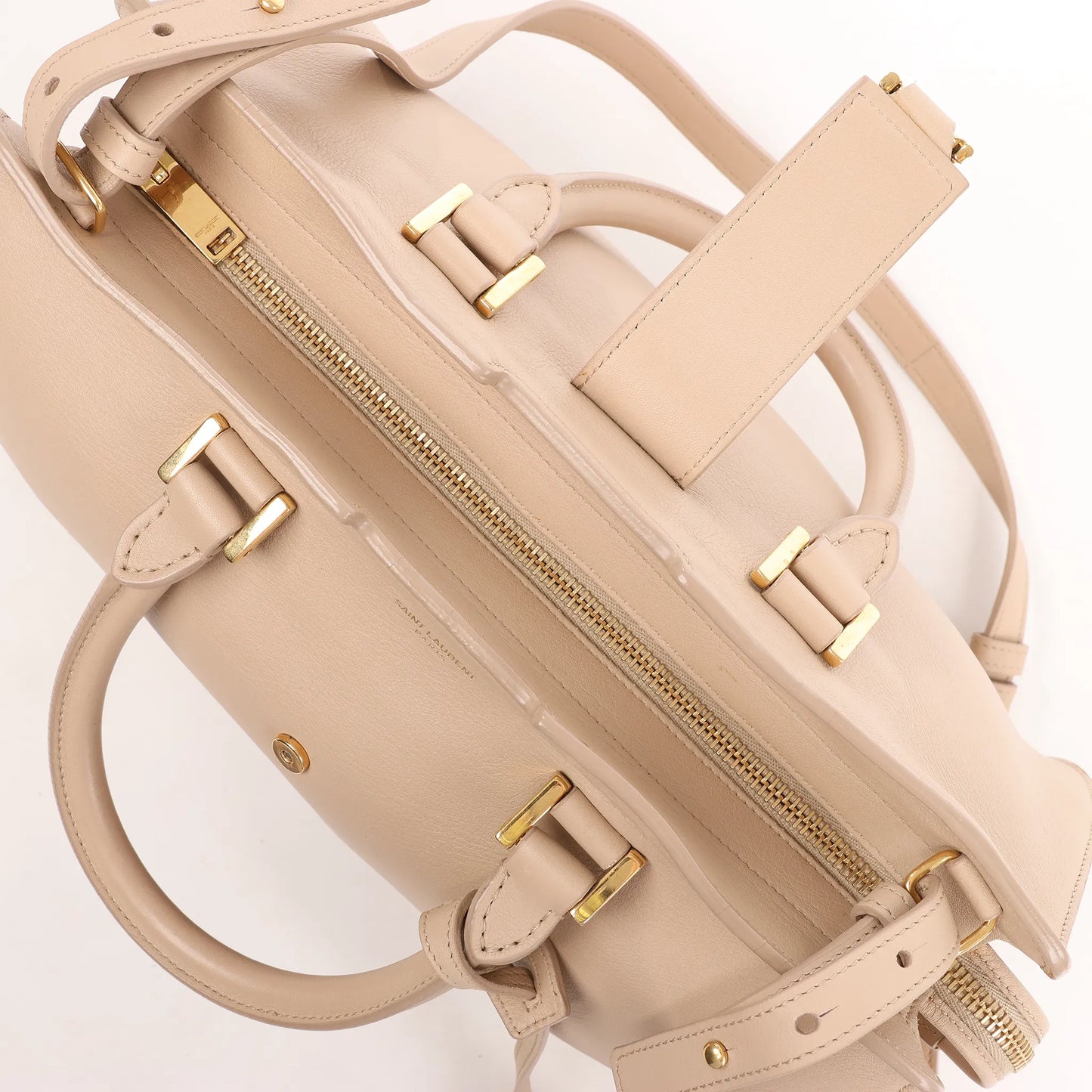 Saint Laurent Paris Baby Cabas Leather 2Way Handbag in Beige 394461