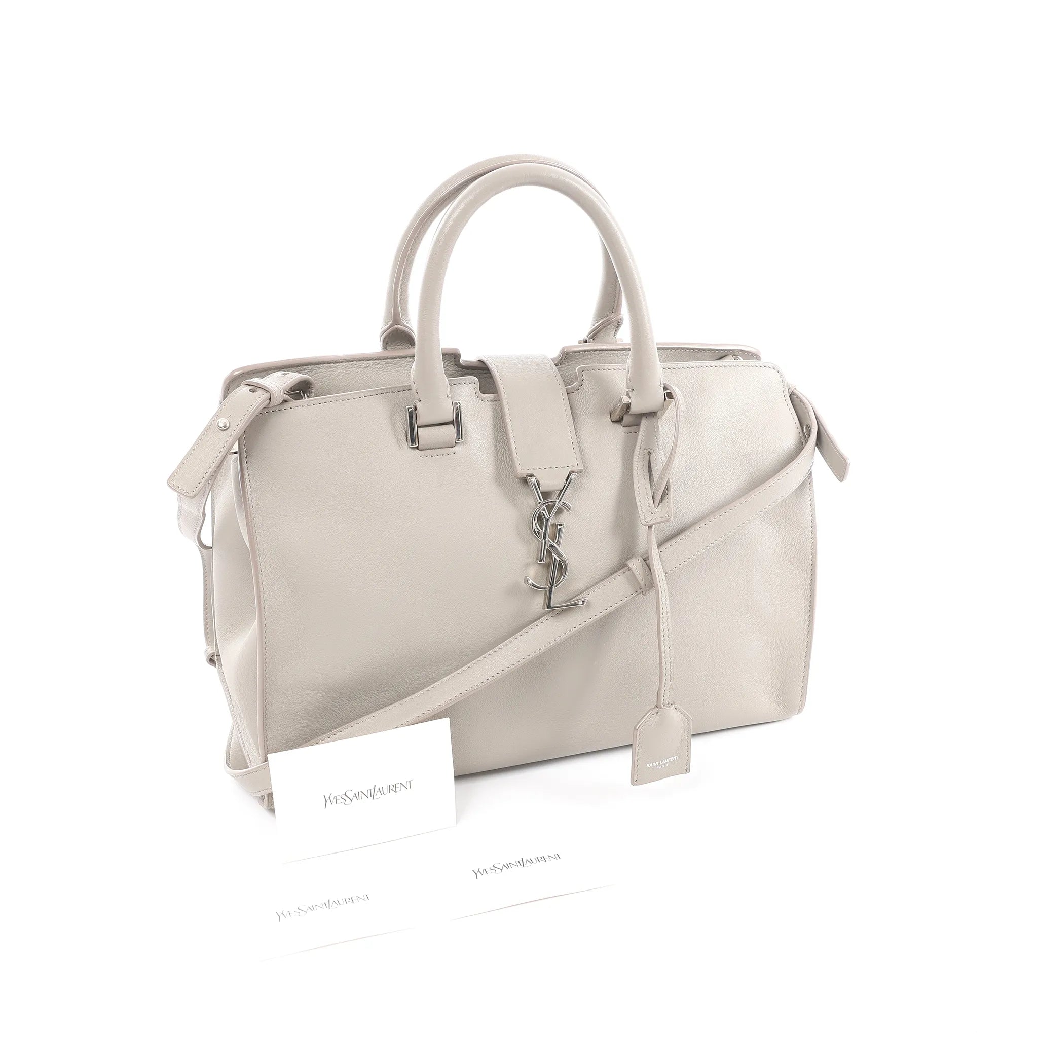 Saint Laurent Paris Baby Cabas Leather 2Way Handbag in Gray 424869