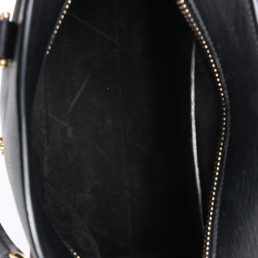 Saint Laurent Paris Baby Cabas Leather Handbag in Black 372087