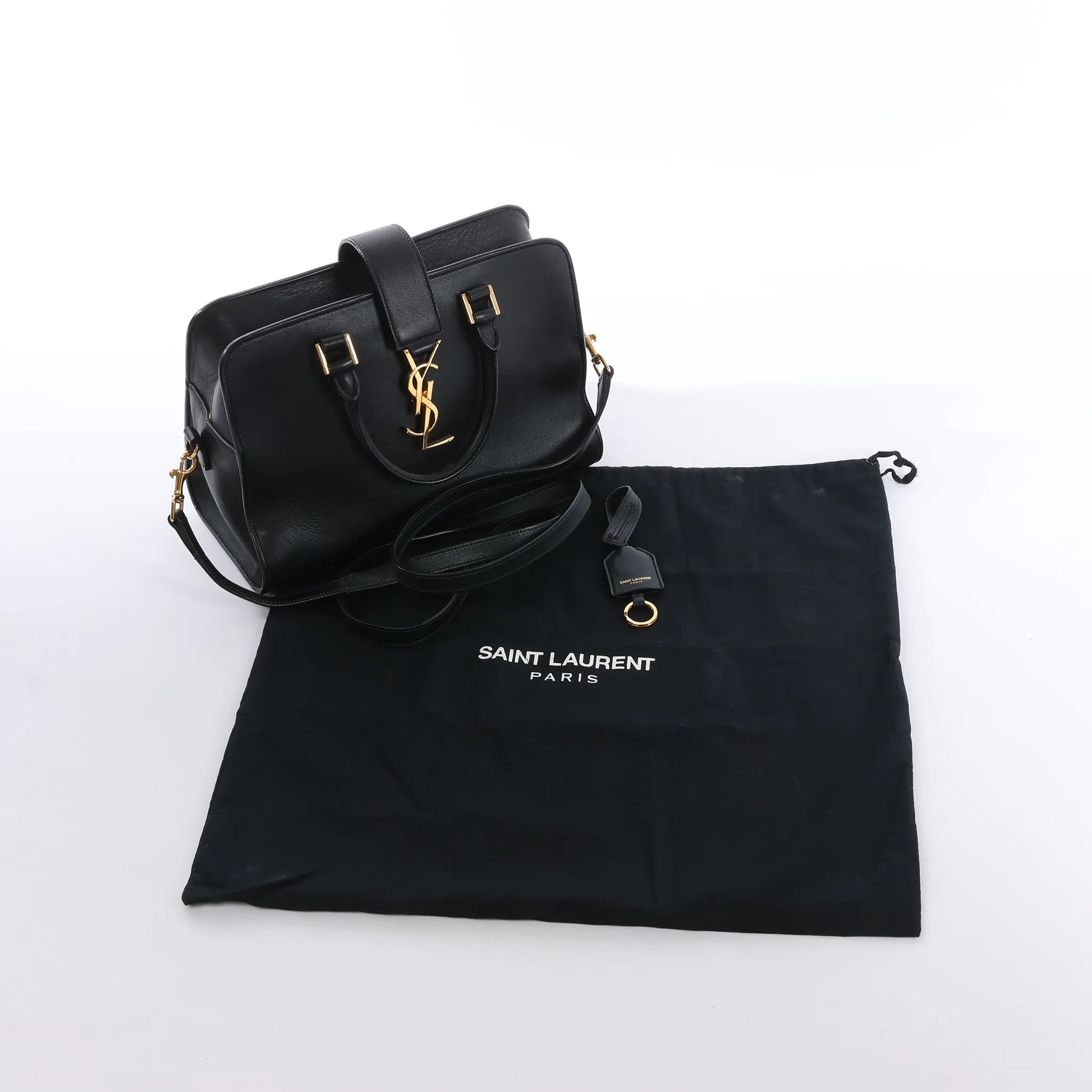 Saint Laurent Paris Baby Cabas Leather Handbag in Black 372087