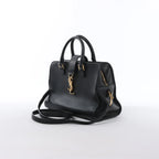 Saint Laurent Paris Baby Cabas Leather Handbag in Black 372087