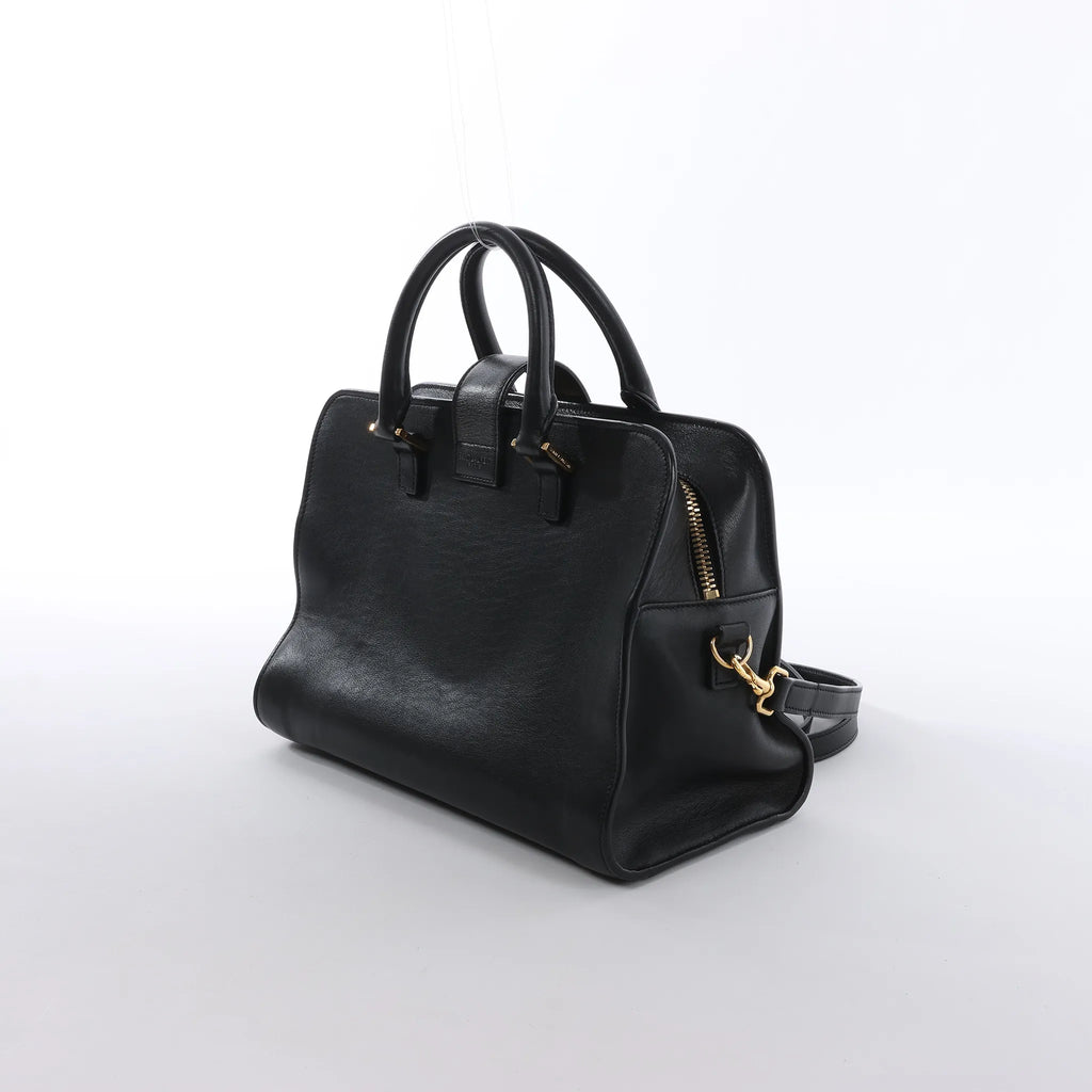 Saint Laurent Paris Baby Cabas Leather Handbag in Black 372087
