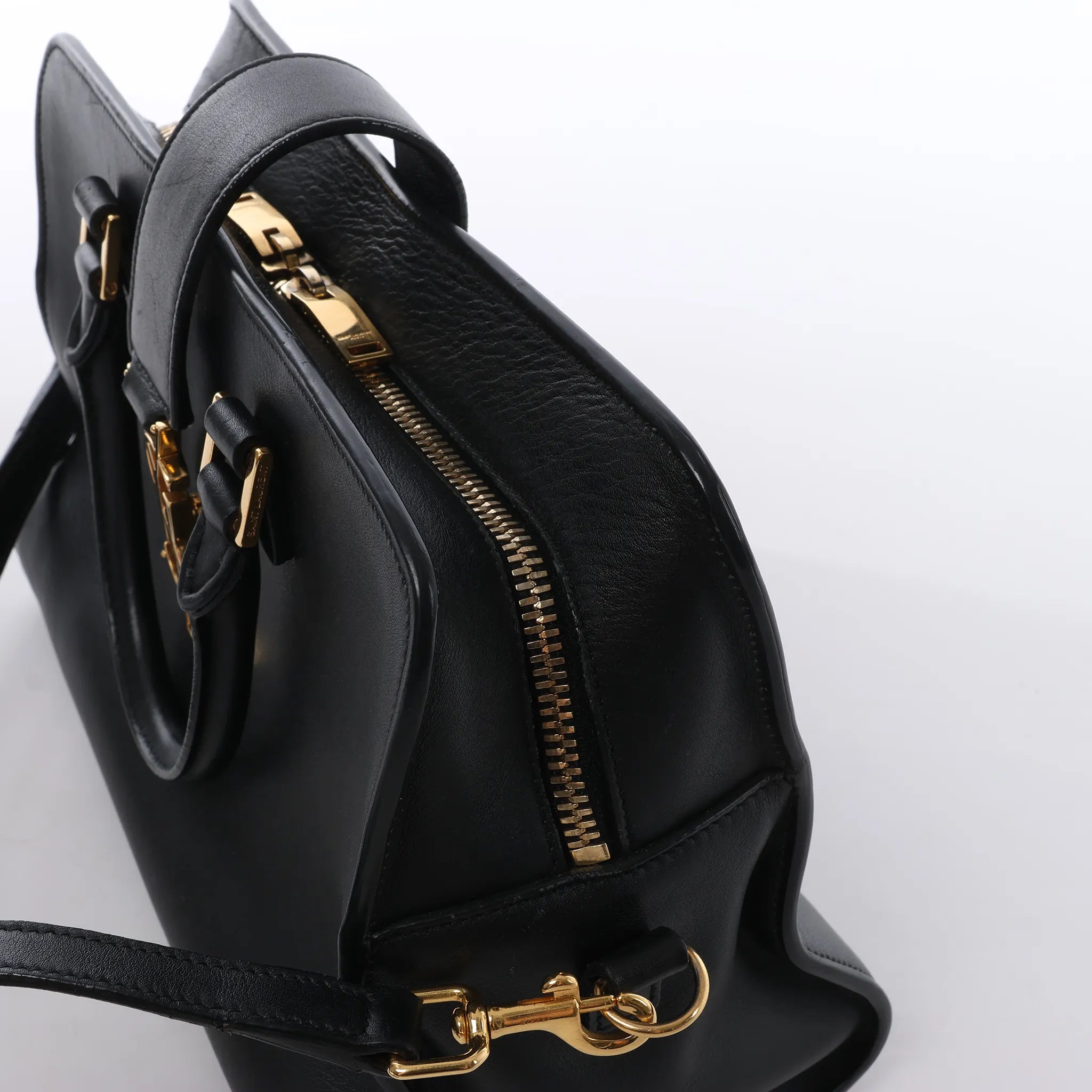 Saint Laurent Paris Baby Cabas Leather Handbag in Black 372087