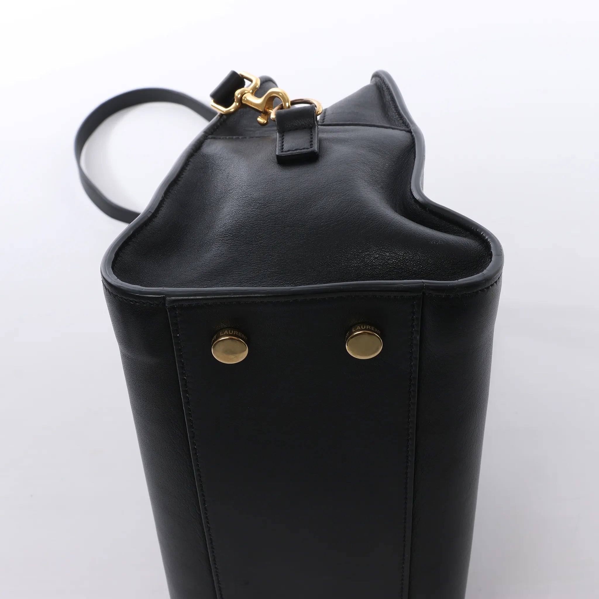 Saint Laurent Paris Baby Cabas Leather Handbag in Black 372087