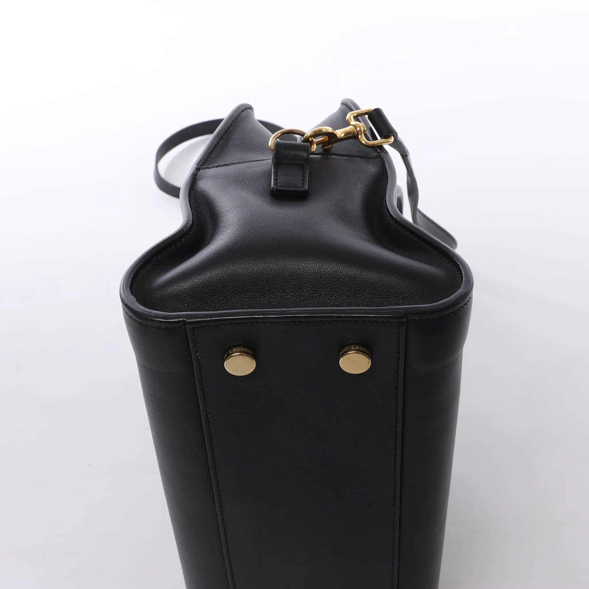 Saint Laurent Paris Baby Cabas Leather Handbag in Black 372087