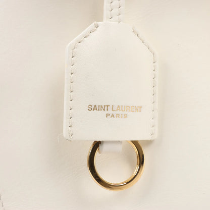 Saint Laurent Paris Monogram Cabas Leather 2Way Handbag in White 472466