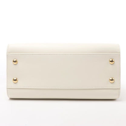 Saint Laurent Paris Monogram Cabas Leather 2Way Handbag in White 472466