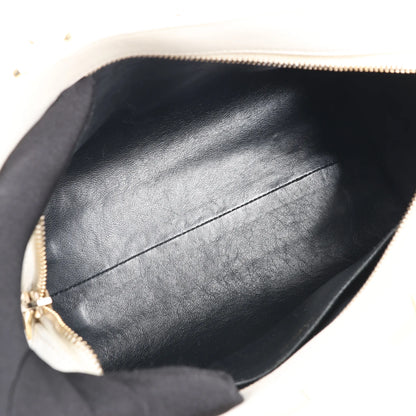 Saint Laurent Paris Monogram Cabas Leather 2Way Handbag in White 472466