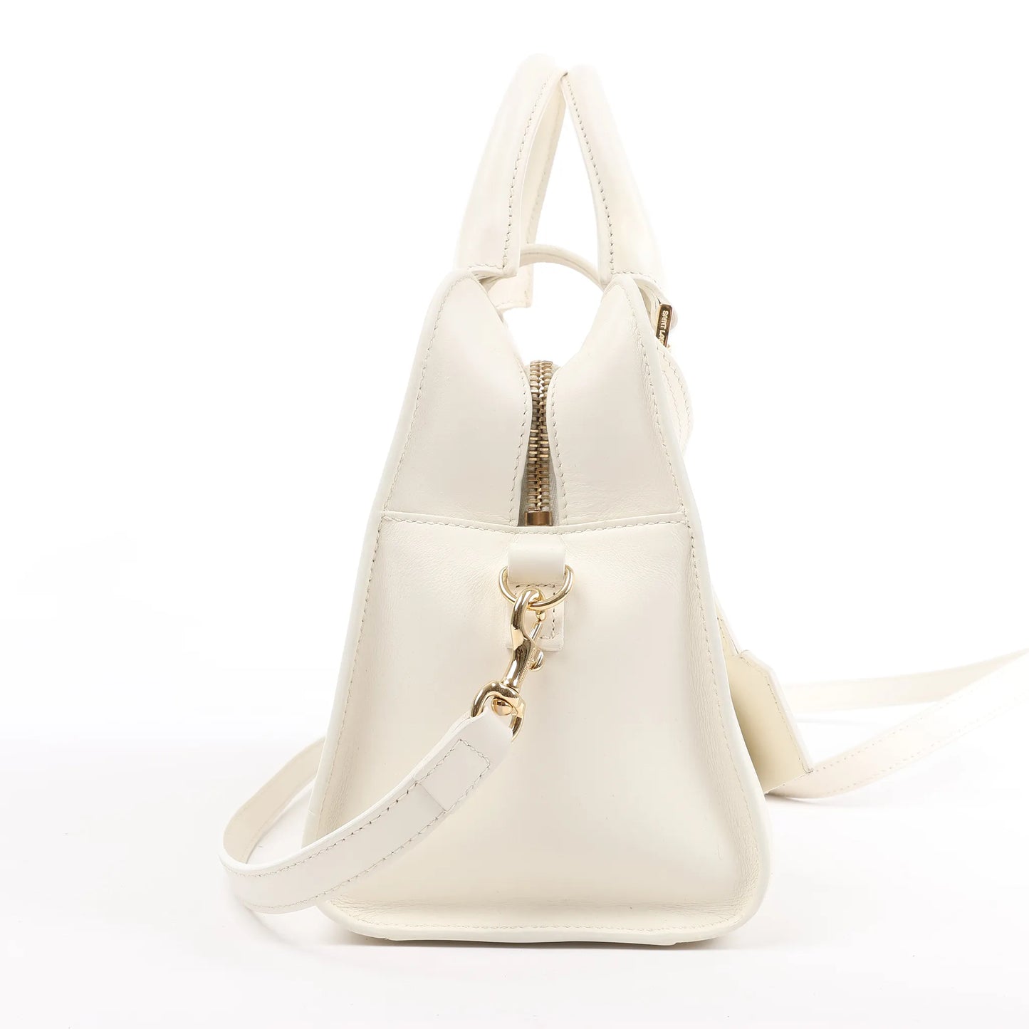 Saint Laurent Paris Monogram Cabas Leather 2Way Handbag in White 472466