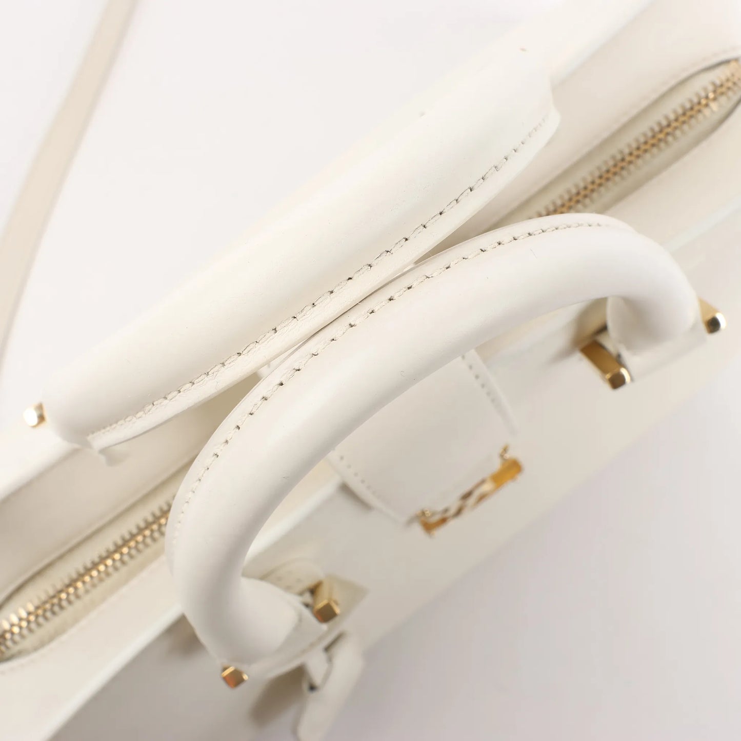 Saint Laurent Paris Monogram Cabas Leather 2Way Handbag in White 472466