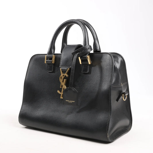 Saint Laurent Paris Baby Cabas Leather Handbag in Black 472466