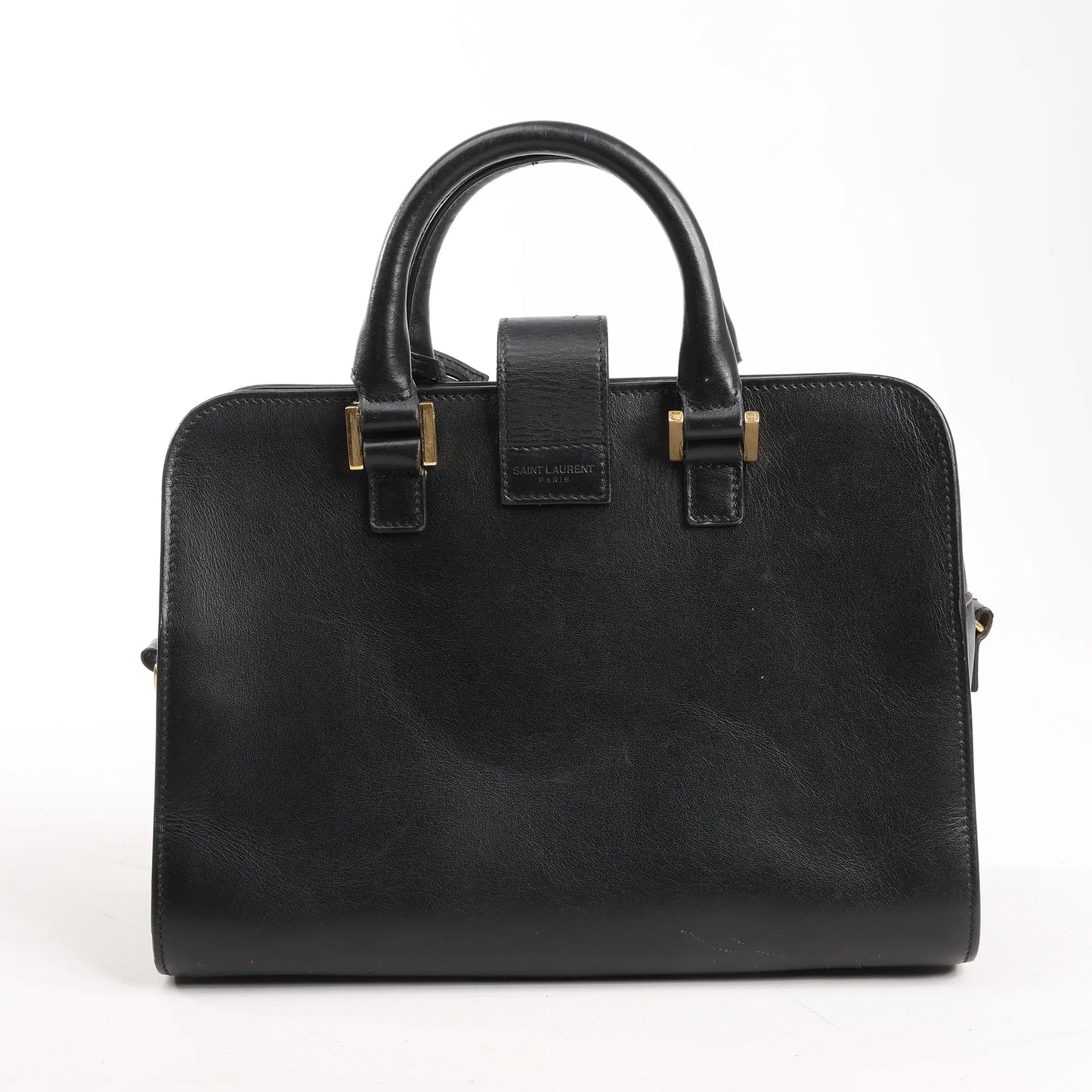 Saint Laurent Paris Baby Cabas Leather Handbag in Black 472466