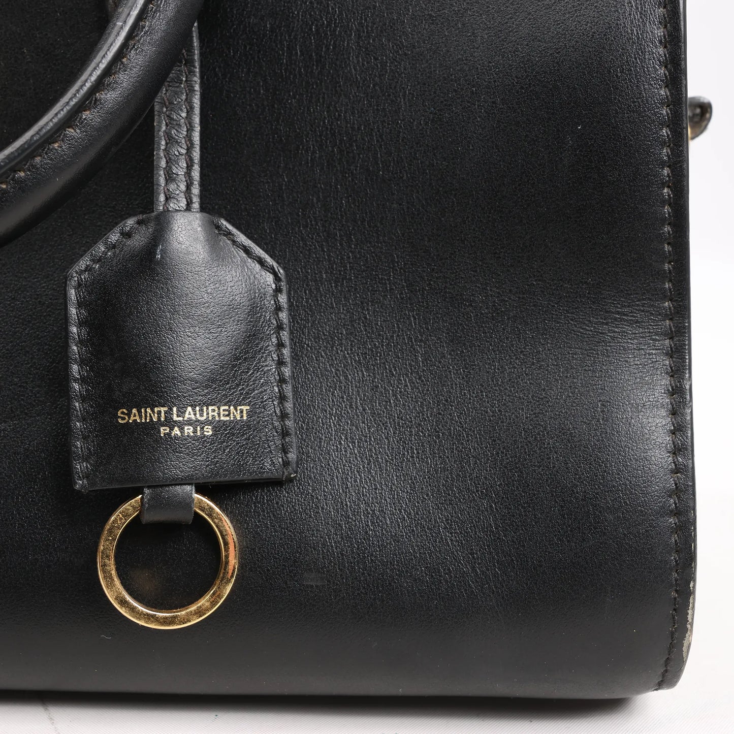 Saint Laurent Paris Baby Cabas Leather Handbag in Black 472466