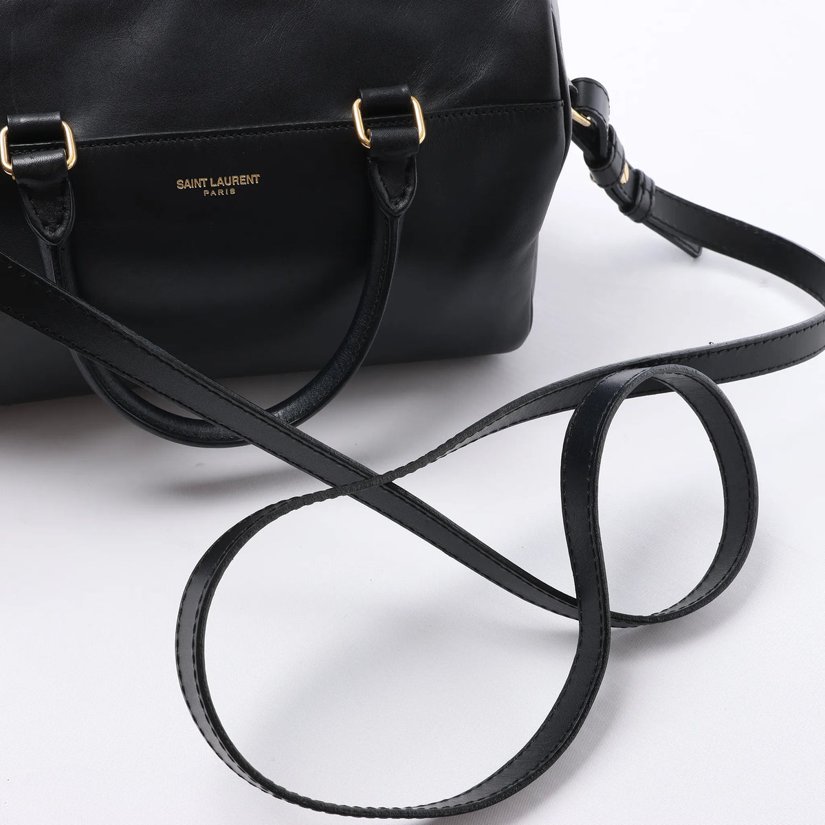 Bolso de mano Saint Laurent Paris Duffle Baby de cuero negro de 2 vías 330958