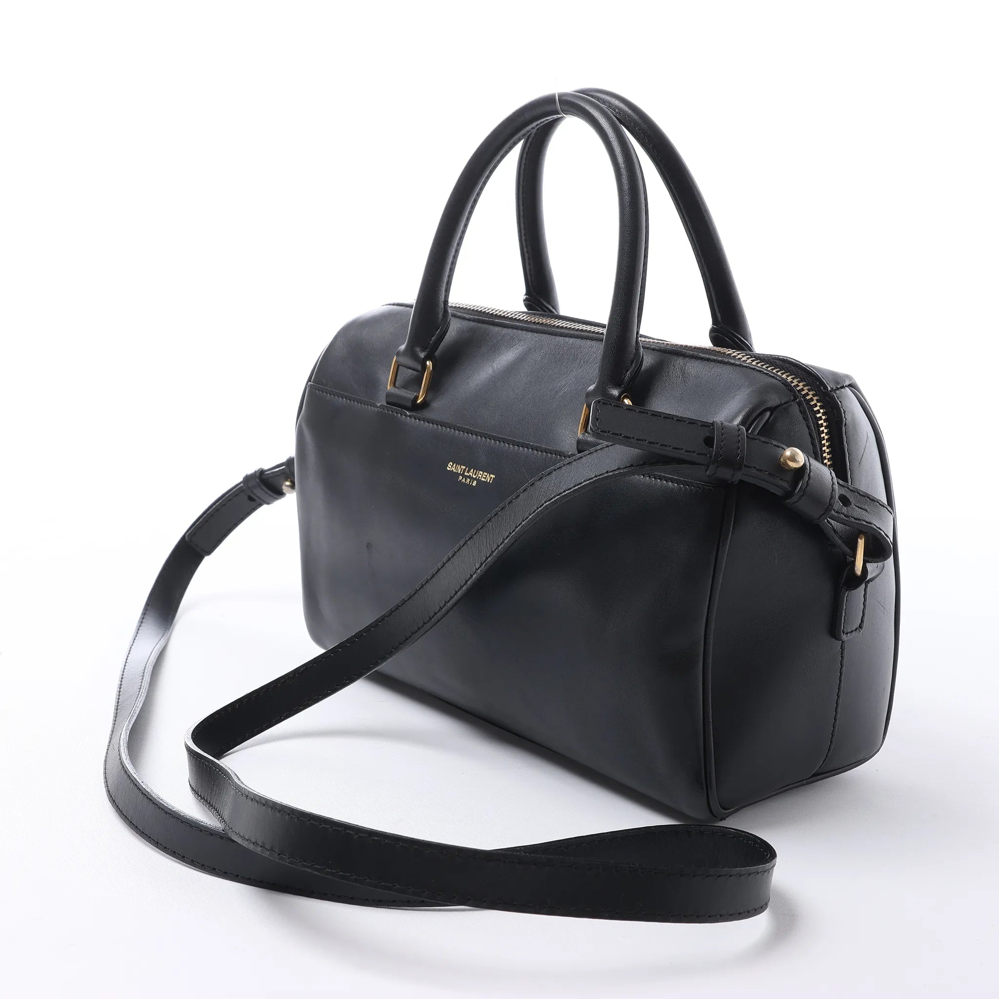 Saint Laurent Paris Duffle Baby Leather 2Way Handbag in Black 330958