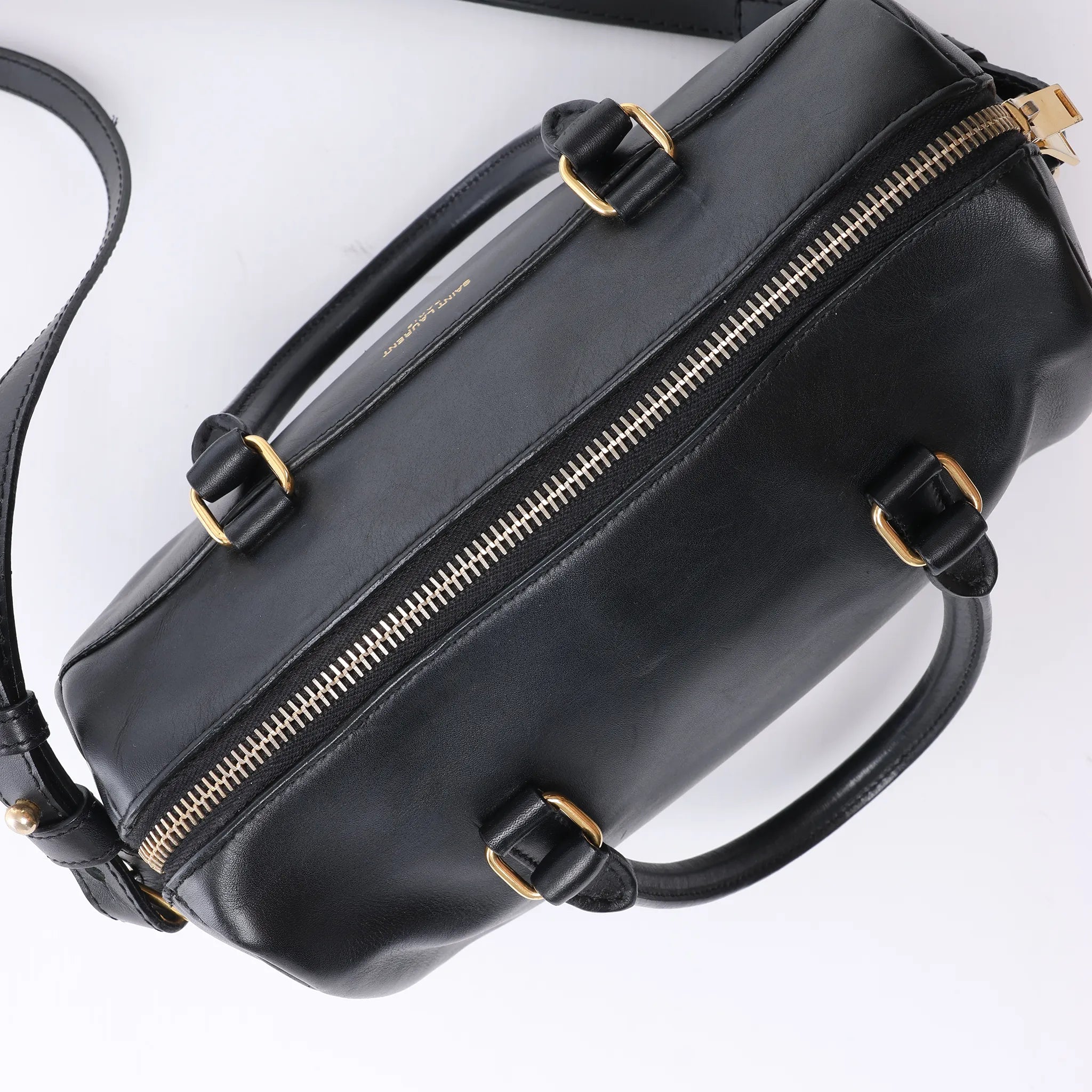 Bolso de mano Saint Laurent Paris Duffle Baby de cuero negro de 2 vías 330958