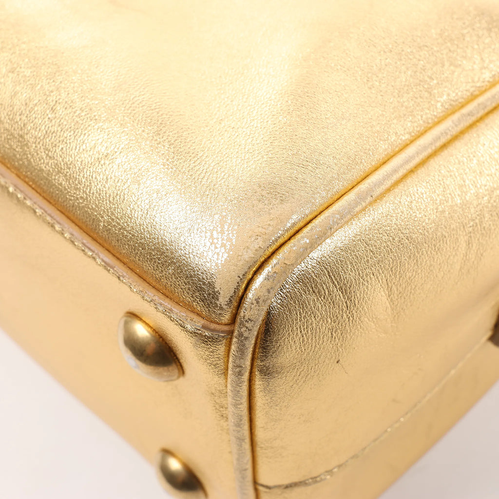 Saint Laurent Paris Baby Duffle Leather 2Way Handbag in Gold 330958