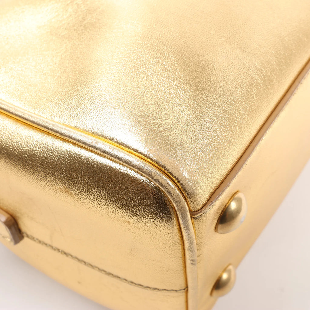 Saint Laurent Paris Baby Duffle Leather 2Way Handbag in Gold 330958