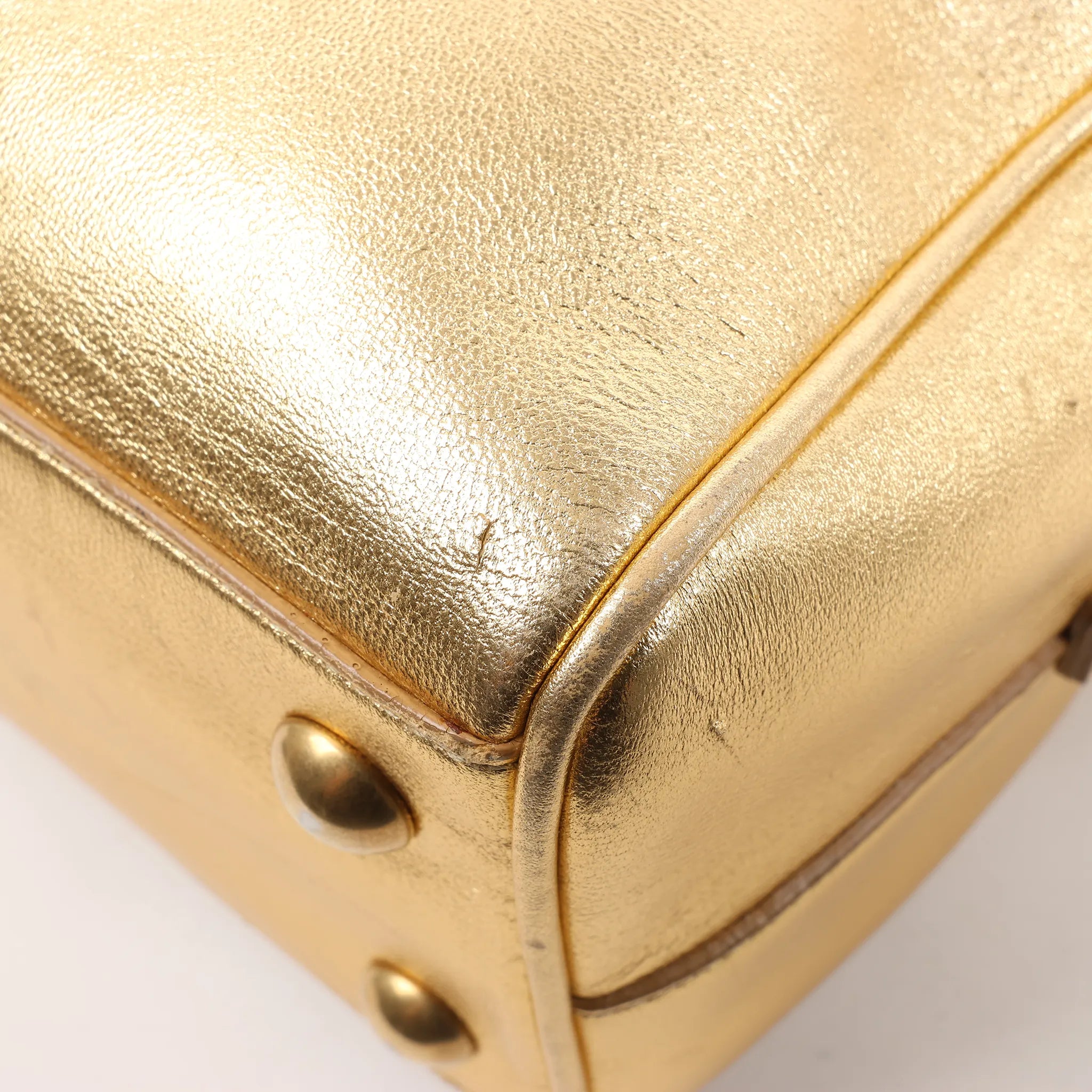 Saint Laurent Paris Baby Duffle Leather 2Way Handbag in Gold 330958