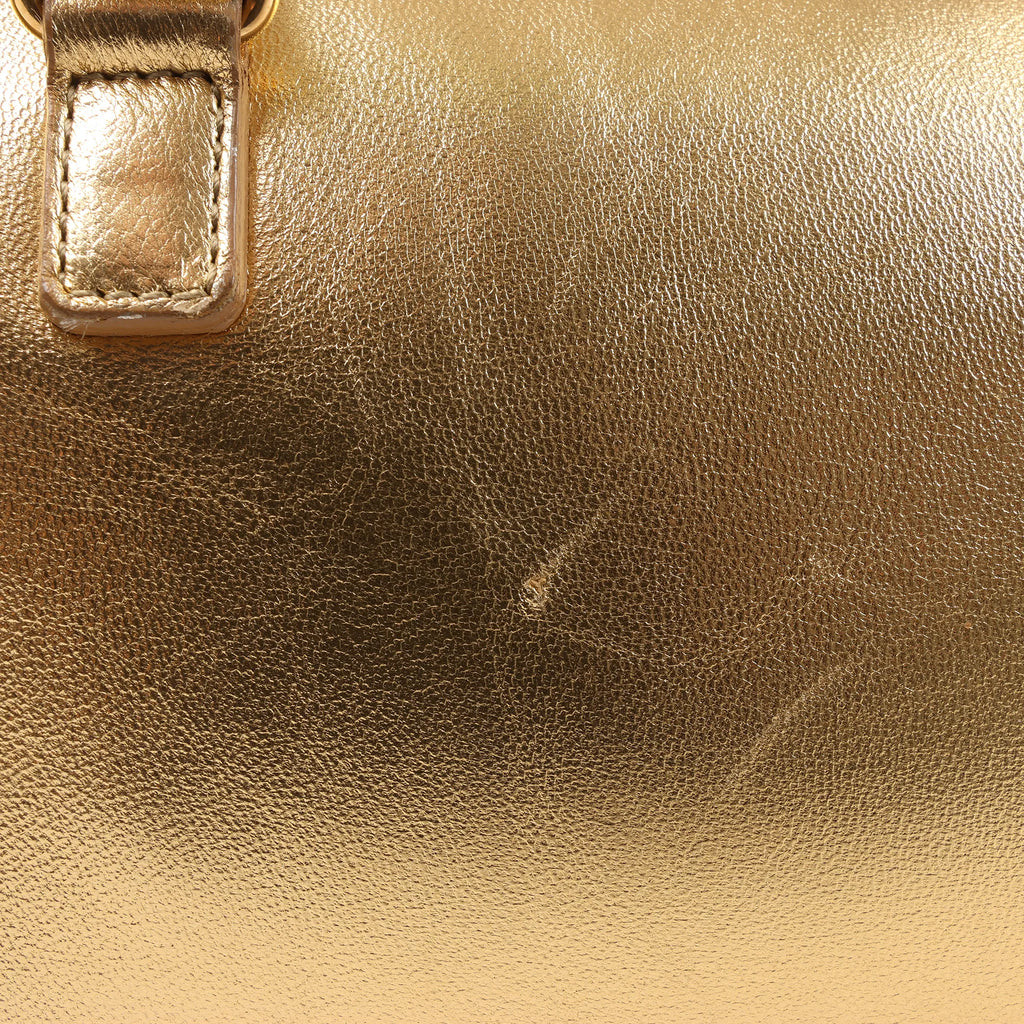 Saint Laurent Paris Baby Duffle Leather 2Way Handbag in Gold 330958