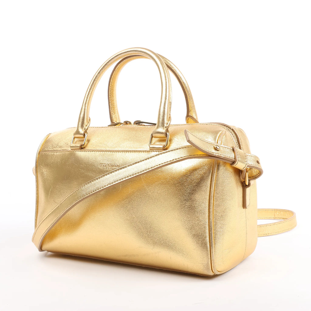 Saint Laurent Paris Baby Duffle Leather 2Way Handbag in Gold 330958