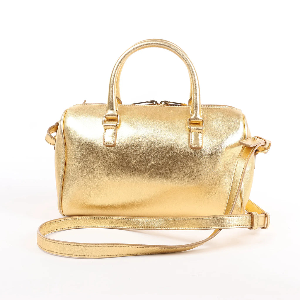 Saint Laurent Paris Baby Duffle Leather 2Way Handbag in Gold 330958